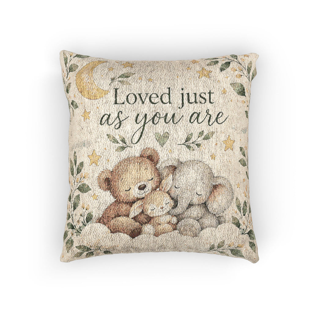 Loved Just as You Are – Animal Friends  Woven Pillow