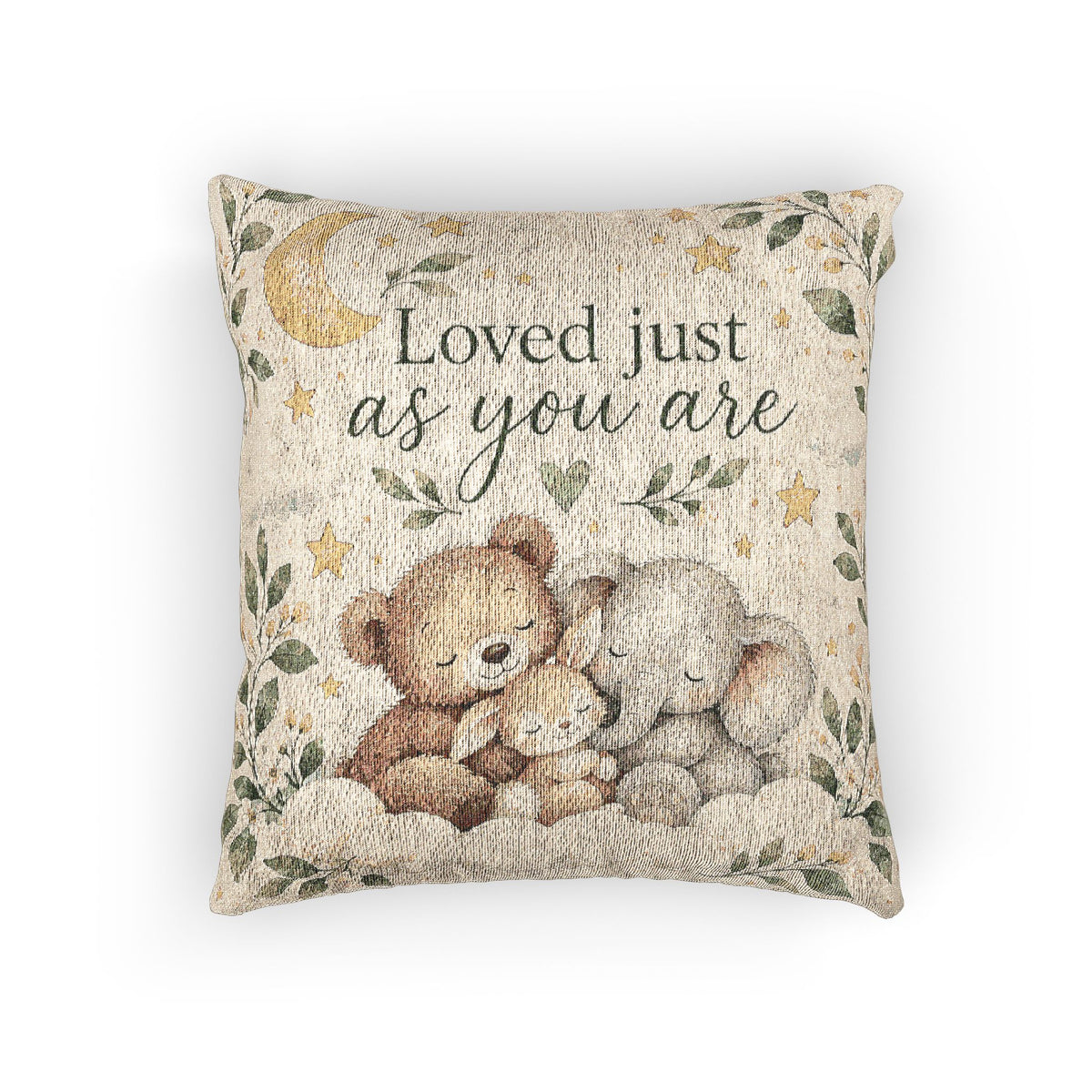Loved Just as You Are – Animal Friends  Woven Pillow