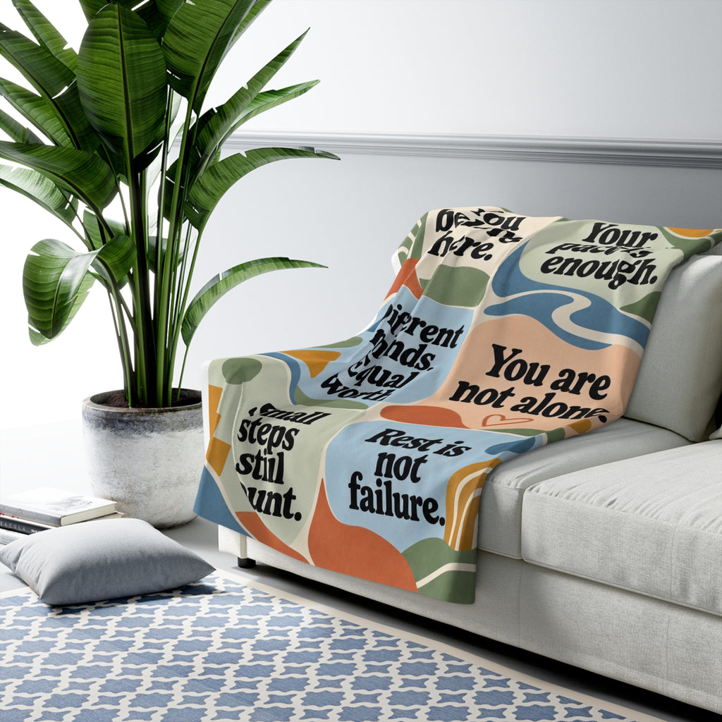 Quietly Seen Affirmation Blanket – 6 Encouraging Sayings  Sherpa Fleece Blanket