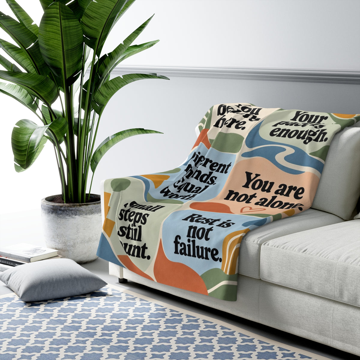 Quietly Seen Affirmation Blanket – 6 Encouraging Sayings  Sherpa Fleece Blanket